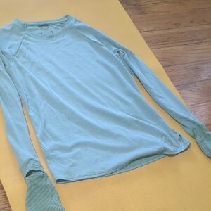 Oiselle Green Striped Long Sleeve Top